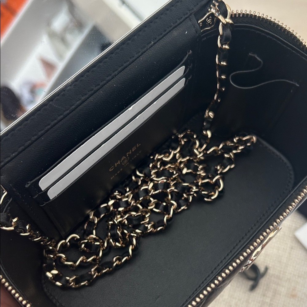 CHANEL Black Quilted Leather Mini Vanity Bag with Gold Hardware - Picture 6 of 6
